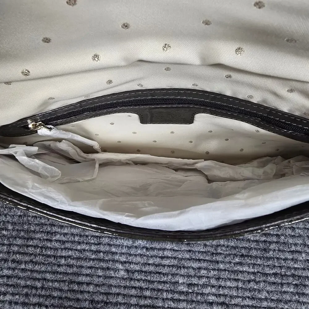 NWT Kate Spade Monette Knightsbridge Clutch Graphite Croc Patent Leather $355